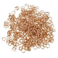 Rozsdamentes acél nyitott gyűrű, Stainless Steel, vörös arany szín aranyozott, 4mm, 0.8mm, Lyuk:Kb 2.5mm, 100PC-k/Lot, Által értékesített Lot