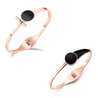 Stainless Steel Bangle rose gold color plated & for woman & enamel 14mm Inner Approx 52mm Length Approx 6 Inch Sold By PC