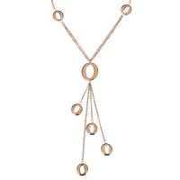 Stainless Steel Trui Collier, Roestvrij staal, Plat Ovaal, rose goud plated, ovale keten & voor vrouw, 12x15mm, 18x28mm, 2mm, Per verkocht Ca 30 inch Strand
