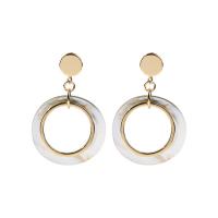 Resin Earring Zinc Alloy with Resin Donut gold color plated for woman nickel lead & cadmium free Sold By Pair