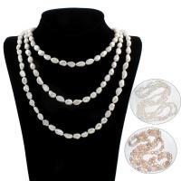 Sötvatten Pearl tröja kedja halsband, Freshwater Pearl, Barock, naturlig, för kvinna, fler färger för val, 7-8mm, Säljs av Strand