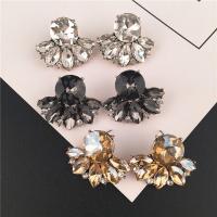 Cubic Zircon (CZ) Stud Earring Zinc Alloy antique gold color plated for woman & with cubic zirconia nickel lead & cadmium free 14mm Sold By Pair