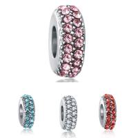 Zinc Alloy European Beads Rondelle platinum color plated without troll & with rhinestone lead & cadmium free 6-12mm Approx 4-4.5mm Sold By Bag