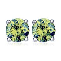 Cubic Zircon (CZ) Stud Earring 925 Sterling Silver platinum plated for woman & with cubic zirconia nickel lead & cadmium free 6mm Sold By Pair