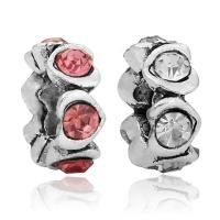 Zinc Alloy European Beads antique silver color plated without troll & with rhinestone lead & cadmium free 6-12mm Approx 4-4.5mm Sold By Bag