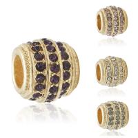 Zinc Alloy European Beads Drum gold color plated without troll & with rhinestone lead & cadmium free 10-12mm Approx 4-4.5mm Sold By Bag