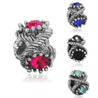 Zinc Alloy European Beads antique silver color plated without troll & with rhinestone lead & cadmium free 8-12mm Approx 4-4.5mm Sold By Bag