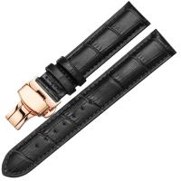 Watch Bands Cowhide with Stainless Steel rose gold color plated Sold By PC