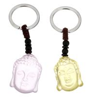 Gemstone Pendants Jewelry Brass with Chalcedony & Nylon Cord & Black Agate Buddha platinum color plated Sold By PC