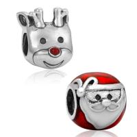 European Christmas Beads Zinc Alloy antique silver color plated Christmas jewelry & without troll & enamel lead & cadmium free 10-15mm Approx 4-4.5mm Sold By Bag