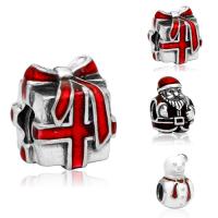 European Christmas Beads Zinc Alloy antique silver color plated Christmas jewelry & without troll & enamel lead & cadmium free 10-15mm Approx 4-4.5mm Sold By Bag