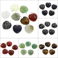 misto de pedras semi-preciosas pingente, with liga de zinco, Coração, materiais diferentes para a escolha, 16x19x8mm, Buraco:Aprox 2mm, vendido por PC