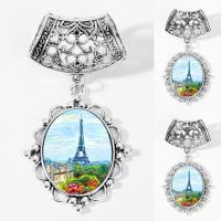 Zinc Alloy Scarf Pendant with Glass Flower antique silver color plated time gem jewelry & decal lead & cadmium free Approx 25mm Sold By PC