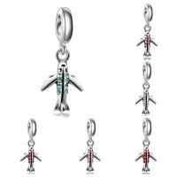 European Style Zinc Alloy Dangle Beads Airplane platinum color plated without troll & with rhinestone lead & cadmium free 10-30mm Approx 4-4.5mm Sold By Bag