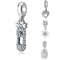 European Style Zinc Alloy Dangle Beads platinum color plated & without troll & with rhinestone lead & cadmium free 10-30mm Approx 4-4.5mm Sold By Bag