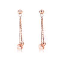 Stainless Steel Drop Earring rose gold color plated with letter pattern & for woman Sold By Pair
