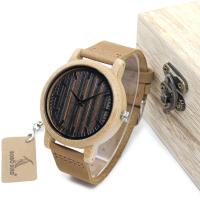 BOBOBIRD® Unisex Watch PU Leather with Wooden Dial & Glass & Stainless Steel Janpanese watch movement original color Life water resistant & adjustable 44mm 20mm Approx 6.3-8.5 Inch  Sold By PC