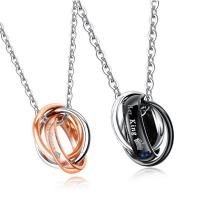Titanium Steel Necklace plated Unisex & oval chain & for couple & with cubic zirconia Sold By Strand