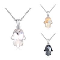 CRYSTALLIZED™ Element Crystal Necklace Brass with CRYSTALLIZED™ with 5cm extender chain Hamsa platinum plated rope chain & for woman & faceted nickel lead & cadmium free Sold Per Approx 15.5 Inch Strand