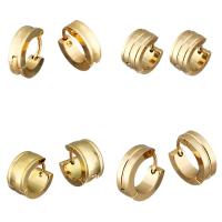 Stainless Steel Huggie Hoop Earring gold color plated & for woman Sold By Lot