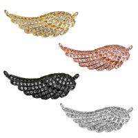 Cubic Zirconia Micro Pave Brass Connector Wing Shape plated micro pave cubic zirconia & 1/1 loop Approx 1mm Sold By Lot