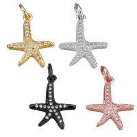 Cubic Zirconia Micro Pave Brass Pendant Starfish plated micro pave cubic zirconia Approx 2.5mm Sold By Lot