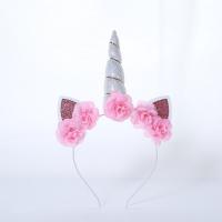 Hair Bands Satin Ribbon with Felt & Acrylic Unicorn for children & colorful powder 150-160m Sold By PC