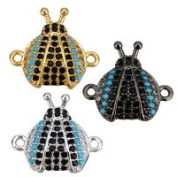 Cubic Zirconia Micro Pave Brass Connector Ladybug plated micro pave cubic zirconia & 1/1 loop Approx 1mm Sold By Lot