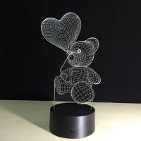 Acrylic Night Light with ABS Plastic Bear with USB interface & with LED light & change color automaticly Sold By PC