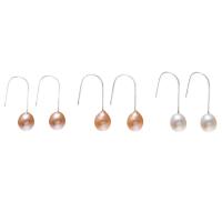 Freshwater Pearl Earrings brass earring hook Teardrop natural for woman 8-9mm Sold By Pair