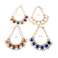 Zinc Alloy Jewelry Set Stud Earring & necklace with Crystal stainless steel post pin with 5cm extender chain gold color plated for woman & faceted & with rhinestone lead & cadmium free 45mm Length Approx 15 Inch Sold By Set