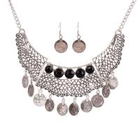 Zinc Alloy Jewelry Set earring & necklace with Resin iron earring hook with 5cm extender chain plated for woman lead & cadmium free 450mm Length Approx 17.5 Inch Sold By Set