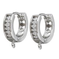 Brass Huggie Hoop Earring Finding platinum plated with loop & with cubic zirconia Approx 1.5mm Sold By Pair