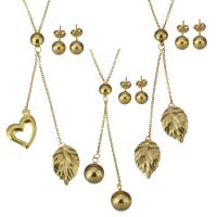Zinc Alloy Jewelry Sets earring & necklace Stainless Steel gold color plated oval chain & for woman Length Approx 18-19 Inch Sold By Set