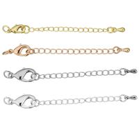 Brass Lobster Claw Cord Clasp plated with extender chain Sold By Bag