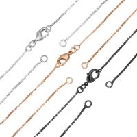 Sárgaréz nyaklánc lánc, galvanizált, box lánc, több színt a választás, 1mm, Hossz Kb 18 inch, 50Strands/Bag, Által értékesített Bag