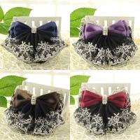 Mixed Hair Accessories Polyester with Lace & Plastic Pearl & Iron & Zinc Alloy gold color plated & for woman & with rhinestone Sold By PC