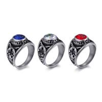 Stainless Steel Finger Ring for Men Titanium Steel Unisex & with cubic zirconia & blacken 18mm Sold By PC