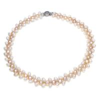 Přírodní Sladkovodní Pearl náhrdelník, mosaz box zavírací, 5-6mm, 7-8mm, Prodáno za Cca 18.5 inch Strand