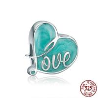 925 Sterling Silver European Beads Heart word love without troll & enamel Approx 4.5-5mm Sold By PC