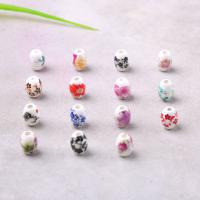 Porzellan Perle, Aufkleber, gemischte Farben, 10x8mm, Bohrung:ca. 2mm, verkauft von PC