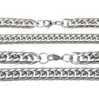 Rostfritt stål Nekclace Chain, ROSTFRITT STÅL, olika storlek för val & för kvinna, ursprungliga färgen, Längd Ca 24 inch, 10Strands/Lot, Säljs av Lot