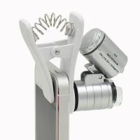ABS Plastic Mobiele telefoon Microscoop, met Ijzer, plated, met LED-licht, 60x22x65mm, Verkocht door PC