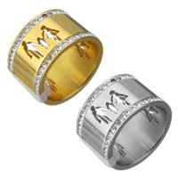 حجر الراين خاتم الإصبع الفولاذ المقاوم للصدأ, مع حجر الراين طين تمهيد, مطلي, حجم مختلفة للاختيار & للمرأة, المزيد من الألوان للاختيار, 12mm, تباع بواسطة PC