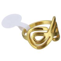 Stainless Steel Finger Ring gold color plated & for woman 14mm Sold By PC