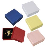 Kartong smyckeset box, Papper, finger ring & örhänge & halsband, med Svamp, Square, fler färger för val, 75x75x34mm, 24PC/Lot, Säljs av Lot