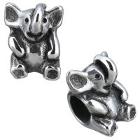 Stainless Steel Large Hole Beads Elephant blacken Approx 5.5mm Sold By Lot