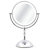 Brass Cosmetic Mirror with Glass platinum plated with LED light & rotatable & double-sided Sold By PC