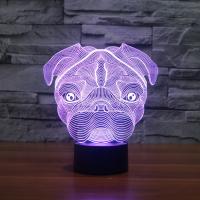 Night Led Light Beside 3D Lamp  ABS Plastic with Acrylic Dog with USB interface & change color automaticly Sold By Set