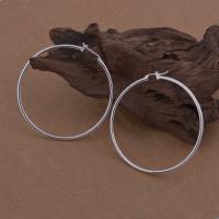 Brass Hoop Earring Donut real silver plated for woman lead & cadmium free 50mm Sold By Pair